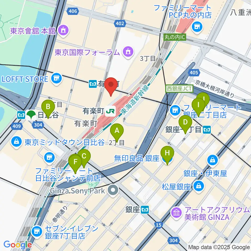 有楽町よみうりホール周辺のホテル一覧地図