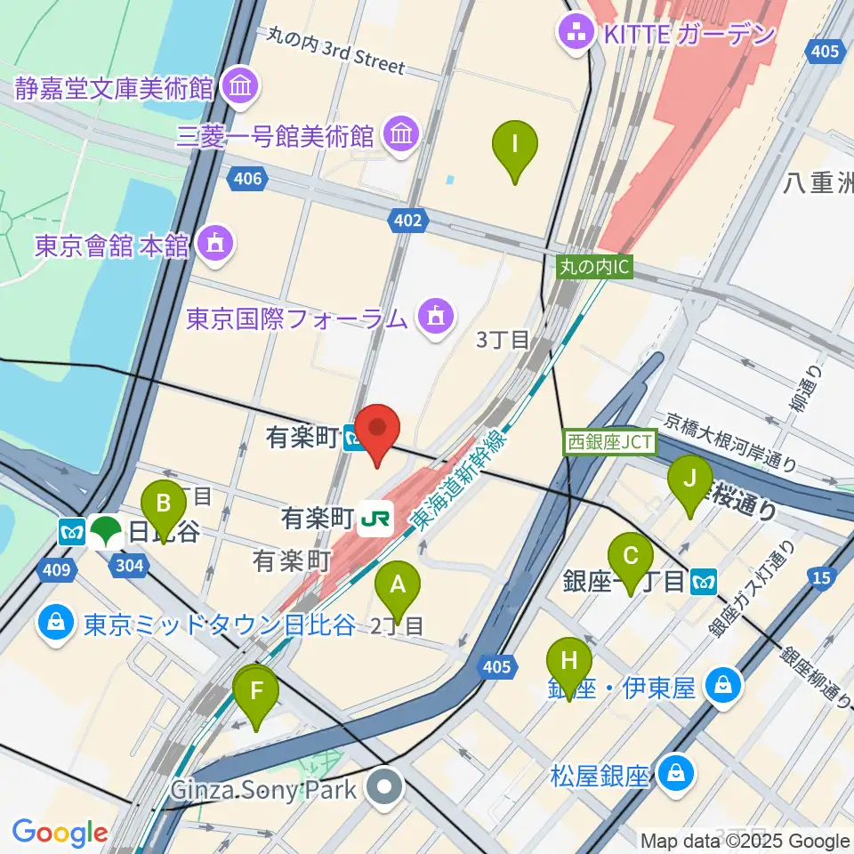 有楽町よみうりホール周辺のホテル一覧地図