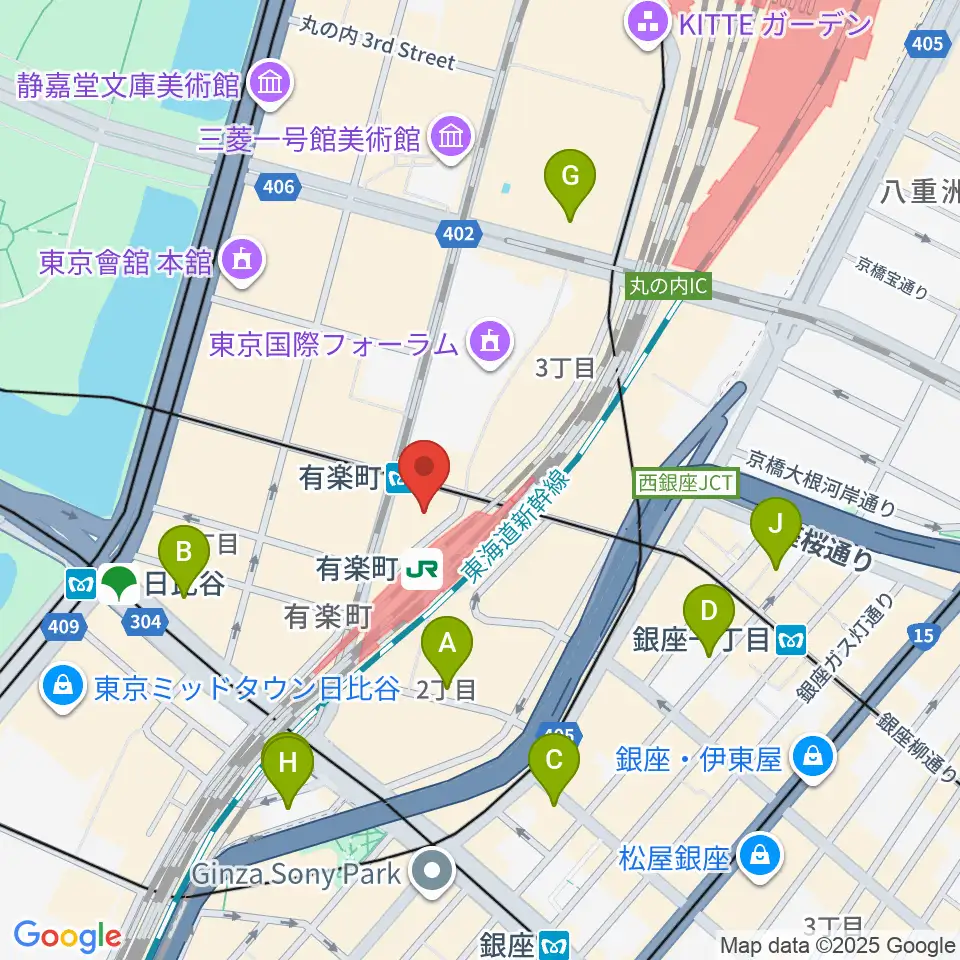 有楽町よみうりホール周辺のホテル一覧地図