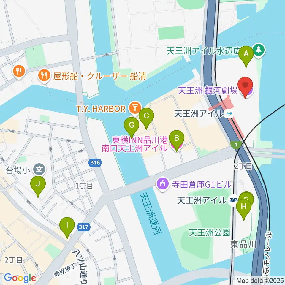 天王洲 銀河劇場周辺のホテル一覧地図
