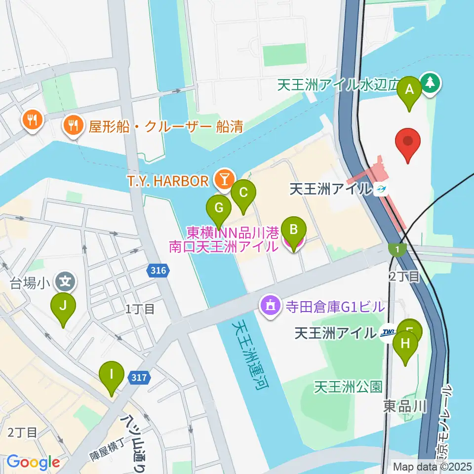 天王洲 銀河劇場周辺のホテル一覧地図
