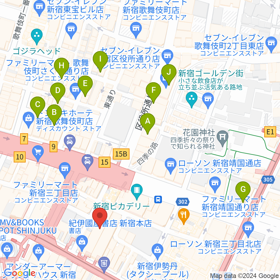 紀伊國屋ホール周辺のホテル一覧地図