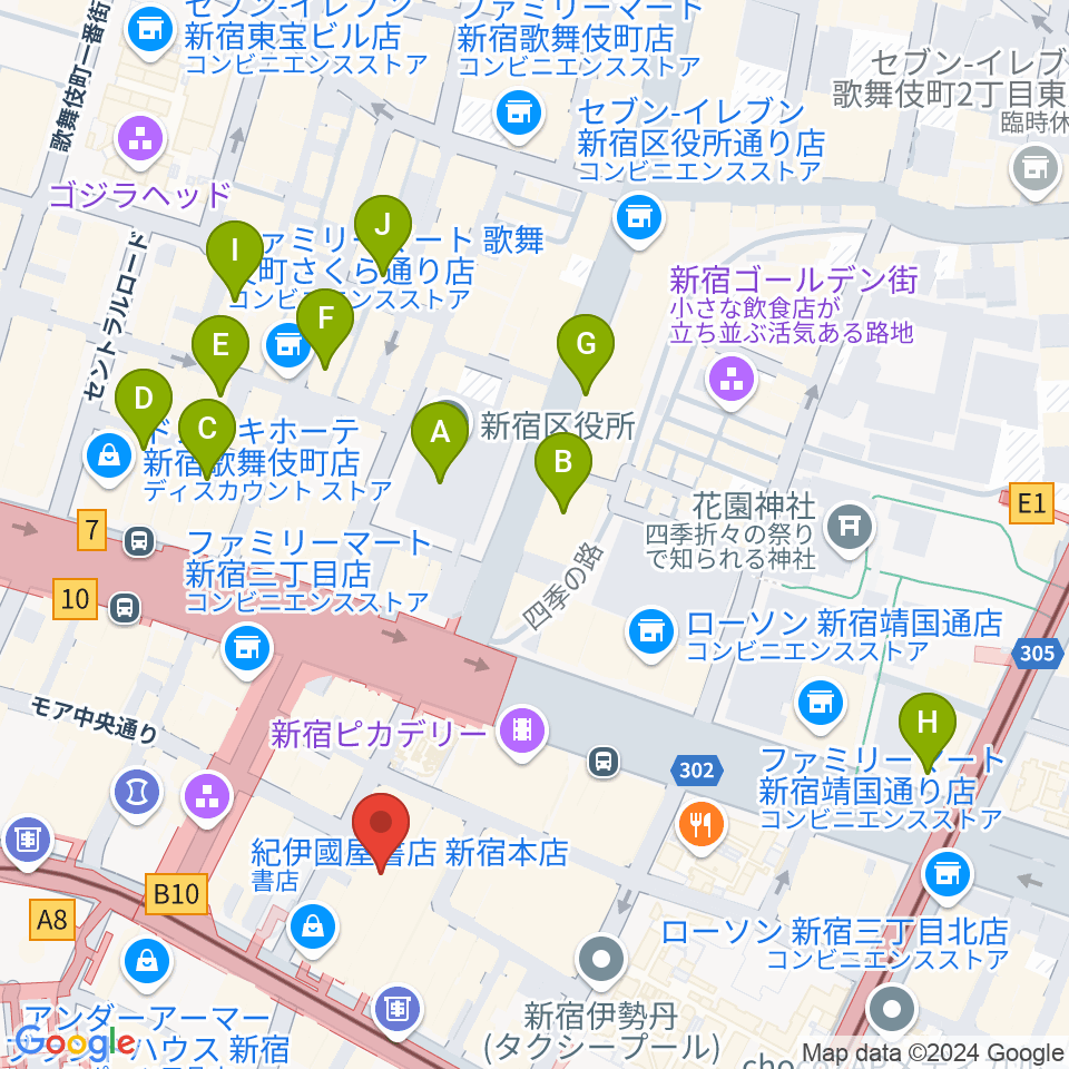 紀伊國屋ホール周辺のホテル一覧地図