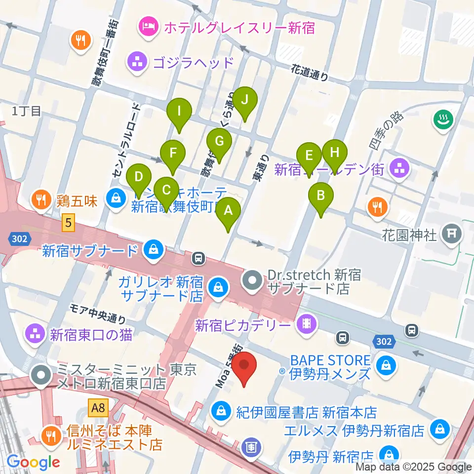 紀伊國屋ホール周辺のホテル一覧地図