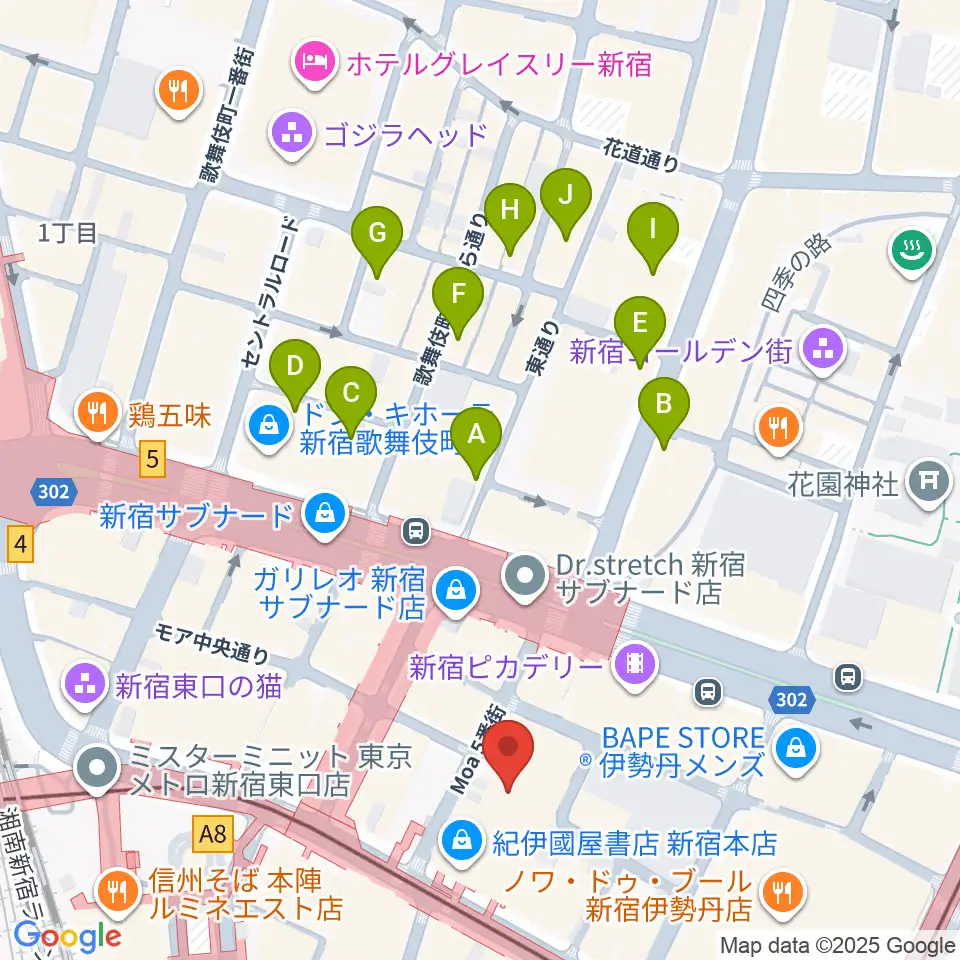 紀伊國屋ホール周辺のホテル一覧地図