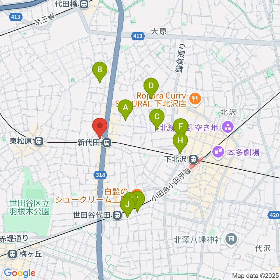 新代田FEVER周辺のホテル一覧地図