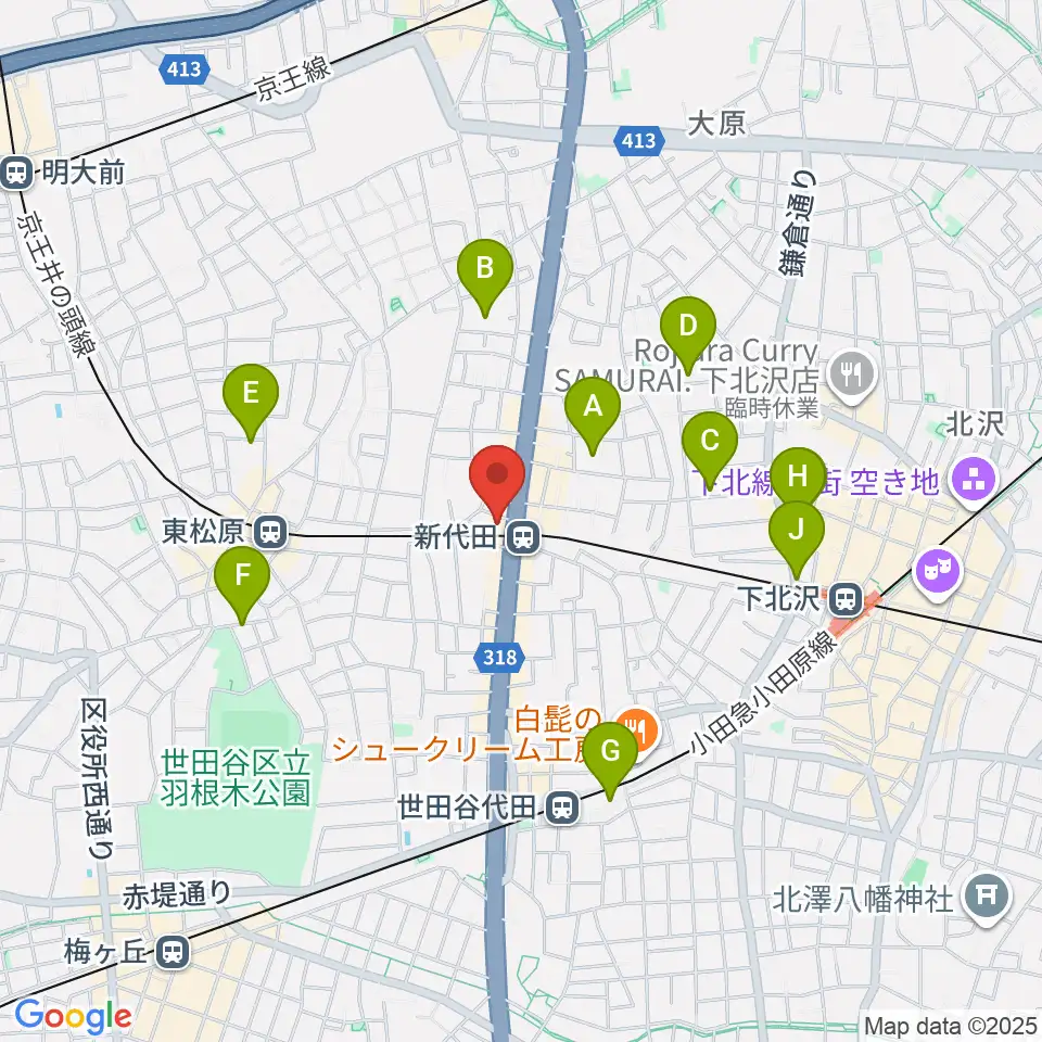 新代田FEVER周辺のホテル一覧地図
