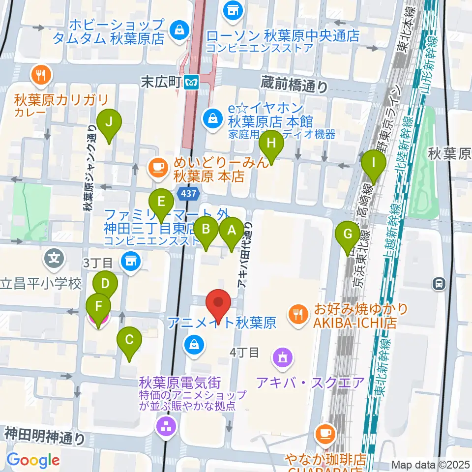 AKB48劇場周辺のホテル一覧地図