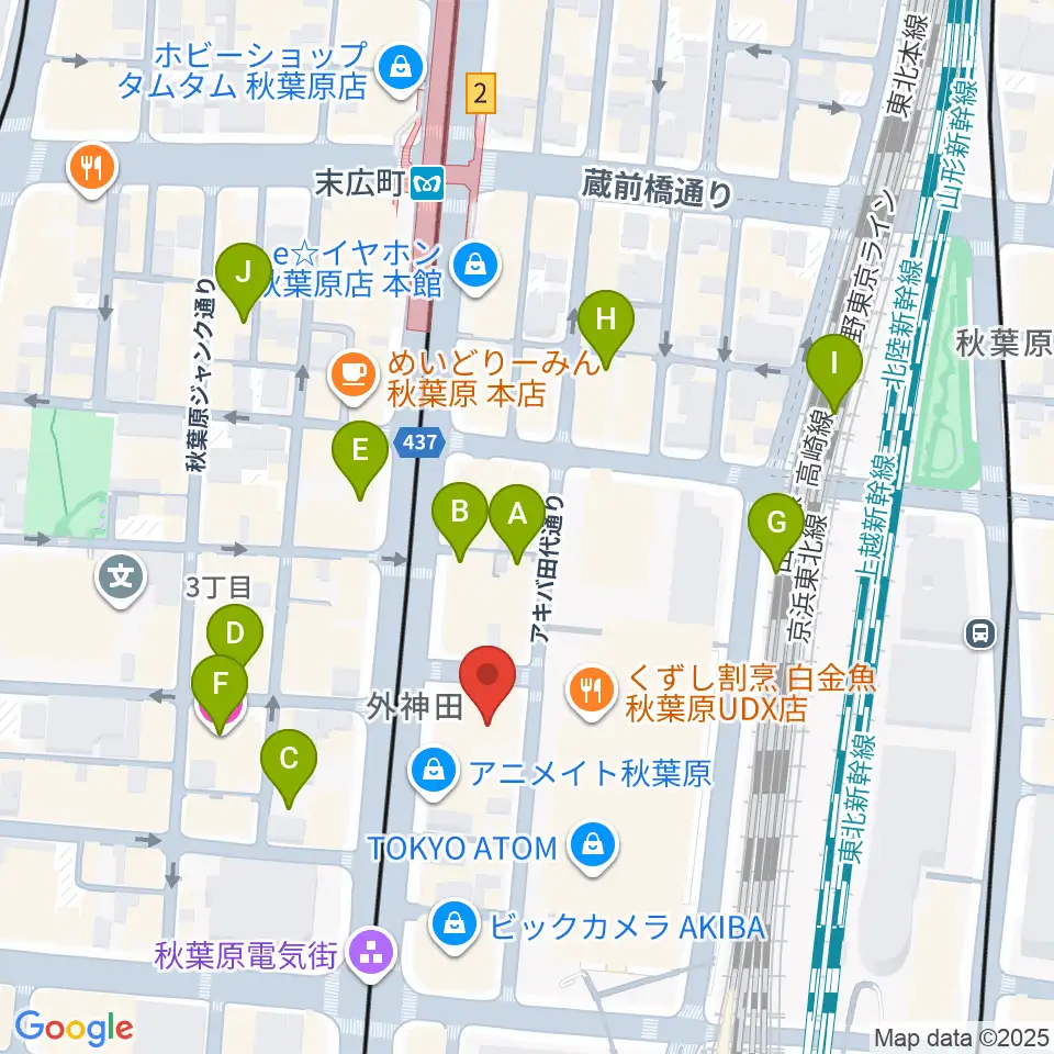 AKB48劇場周辺のホテル一覧地図