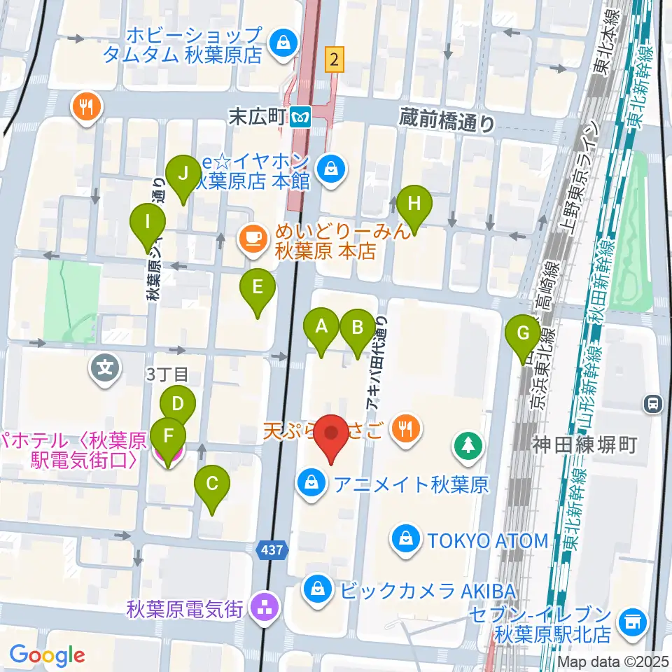 AKB48劇場周辺のホテル一覧地図