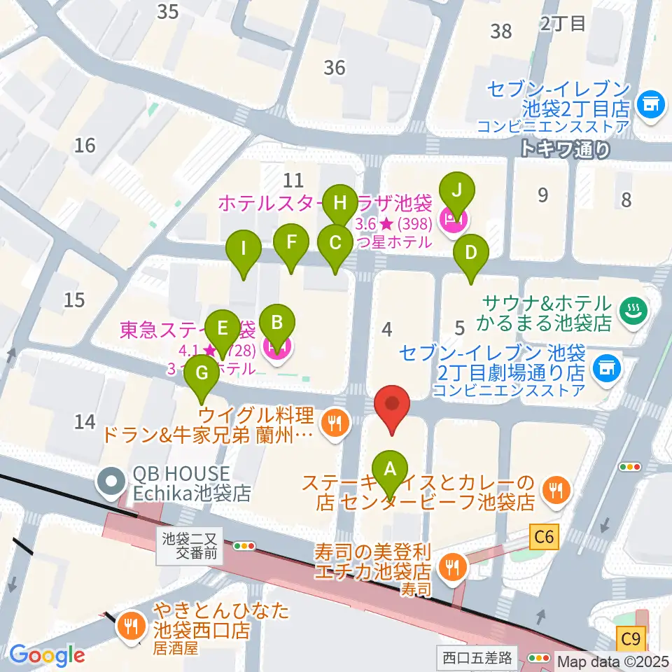 池袋BlackHole周辺のホテル一覧地図