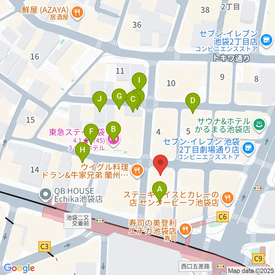 池袋BlackHole周辺のホテル一覧地図