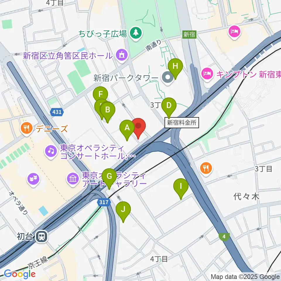 初台WALL周辺のホテル一覧地図