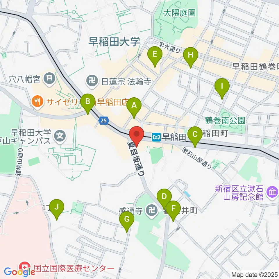 早稲田ZONE-B周辺のホテル一覧地図