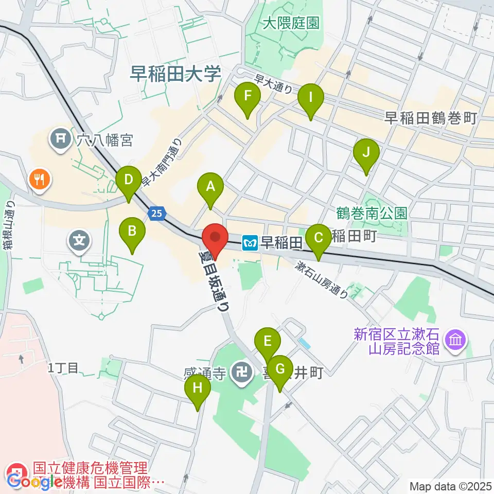 早稲田ZONE-B周辺のホテル一覧地図