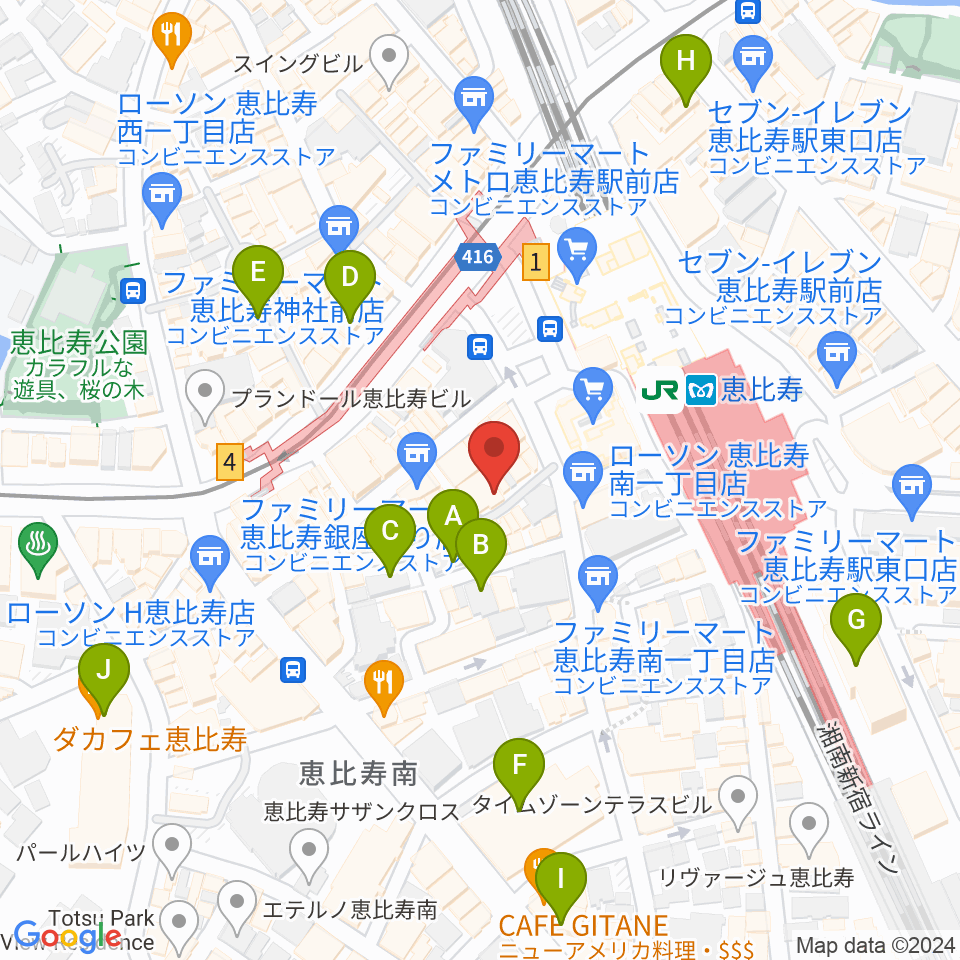 恵比寿JAN KEN PON周辺のホテル一覧地図
