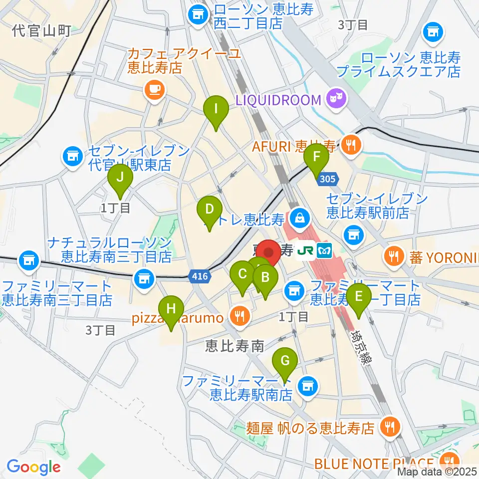 恵比寿JAN KEN PON周辺のホテル一覧地図