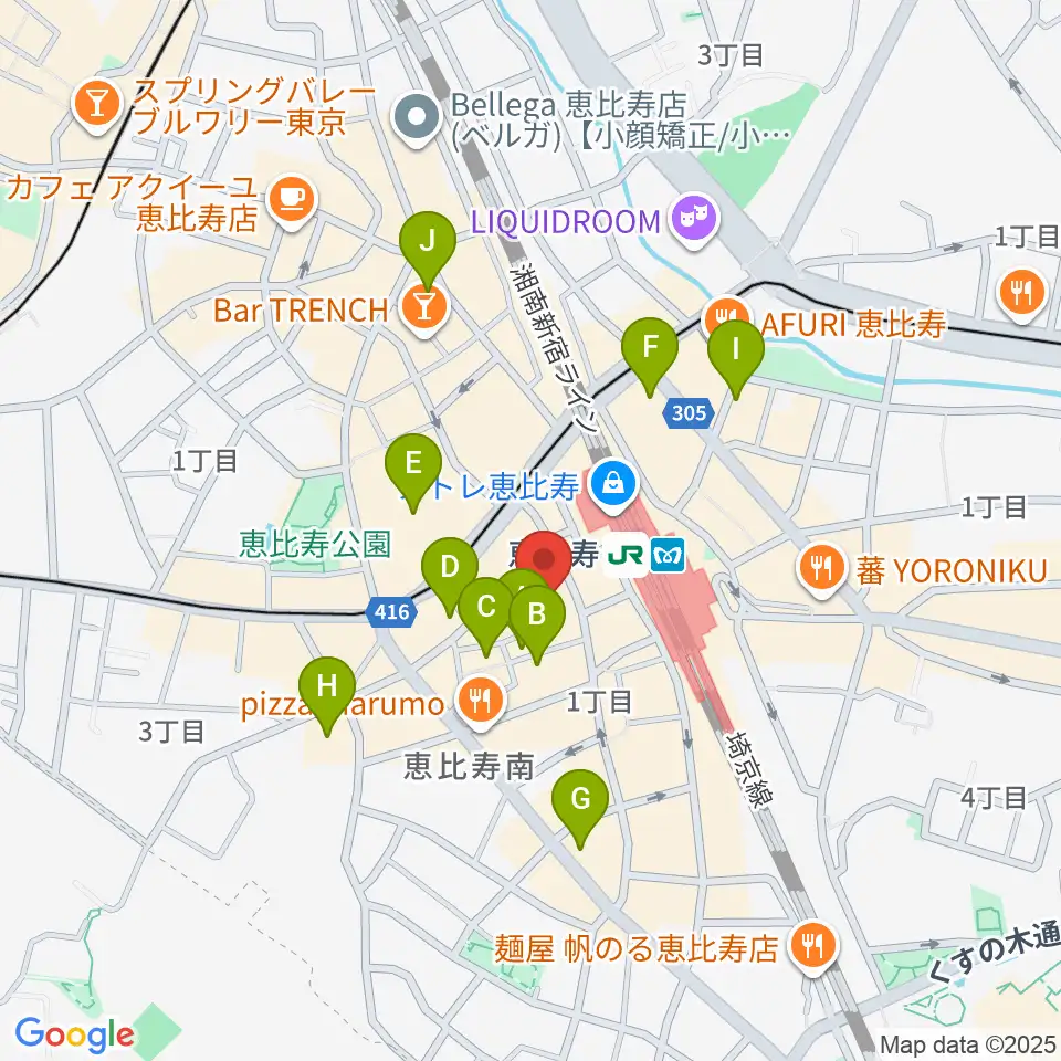 恵比寿JAN KEN PON周辺のホテル一覧地図