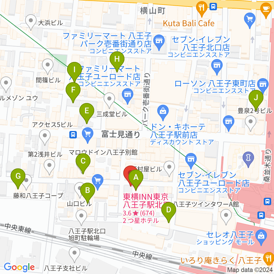 八王子papaBeat周辺のホテル一覧地図