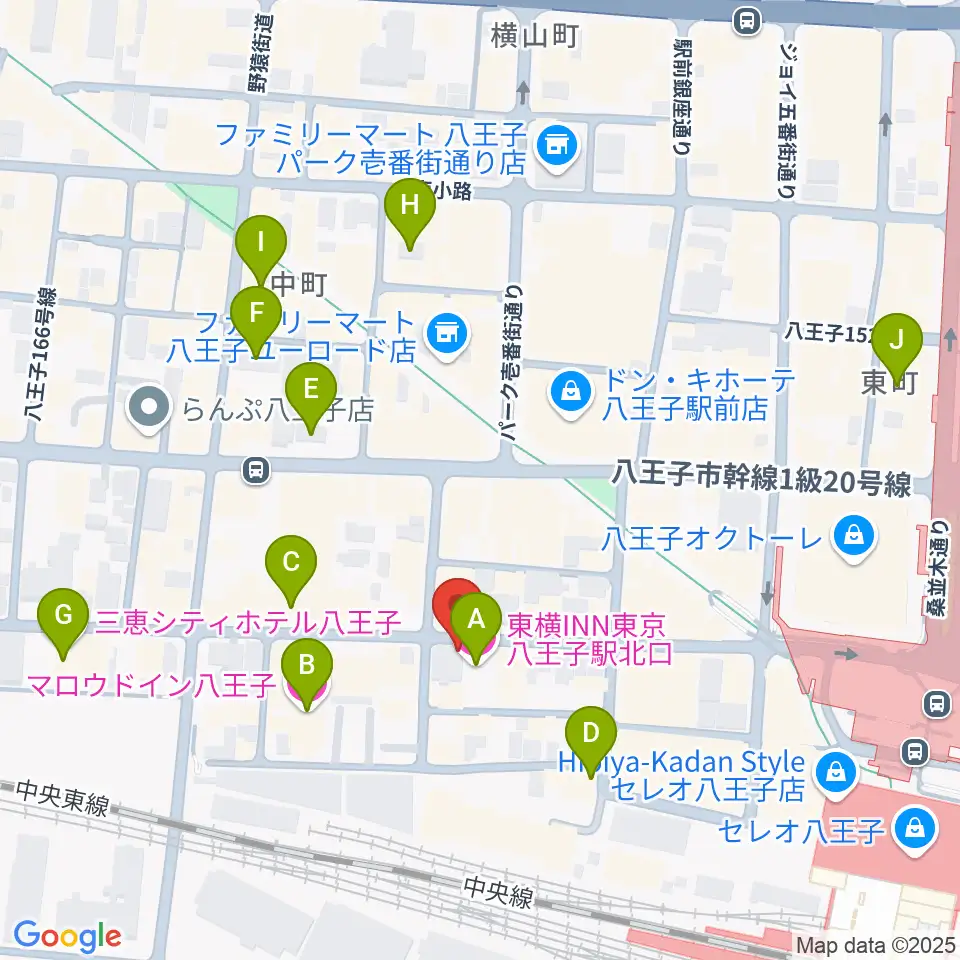 八王子papaBeat周辺のホテル一覧地図
