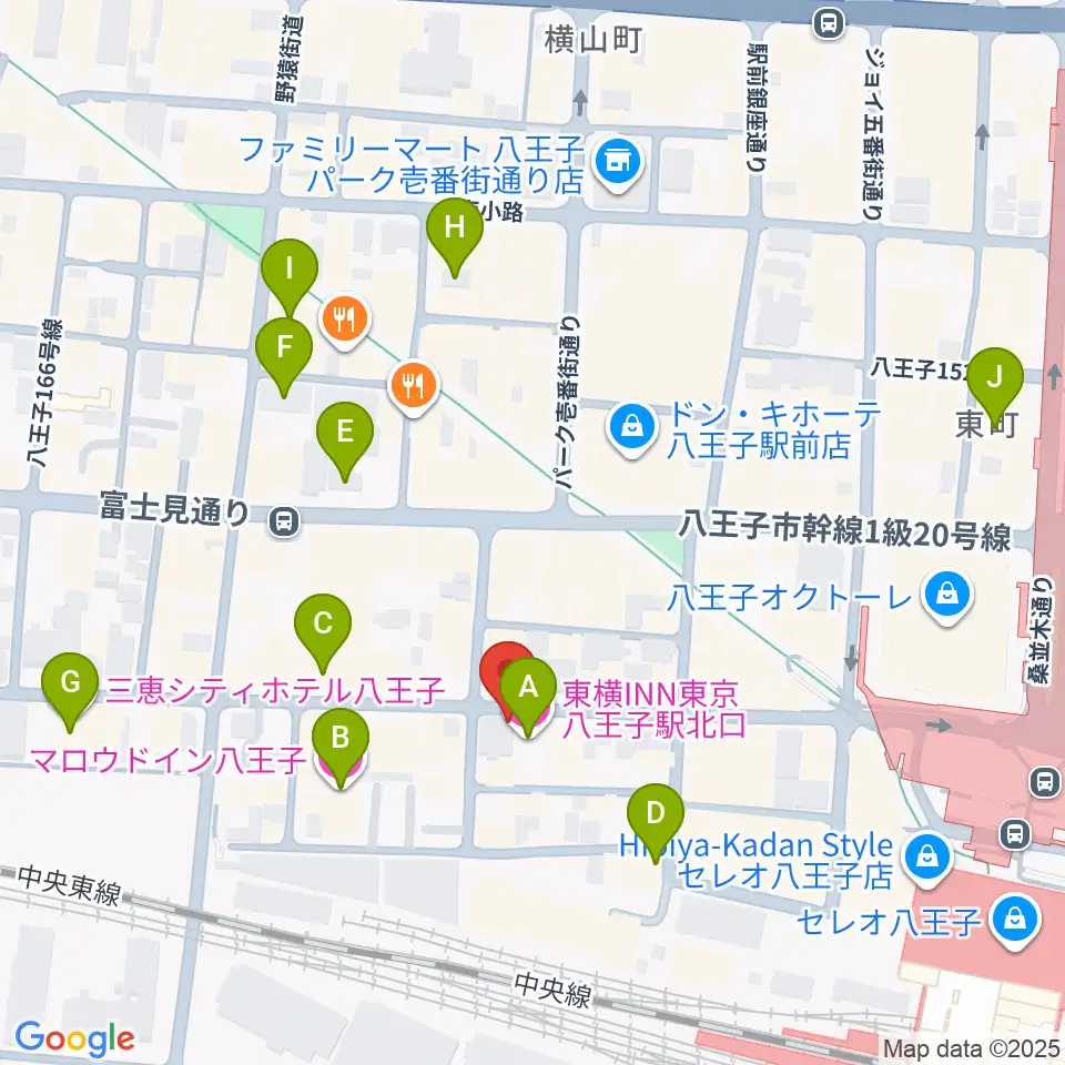 八王子papaBeat周辺のホテル一覧地図