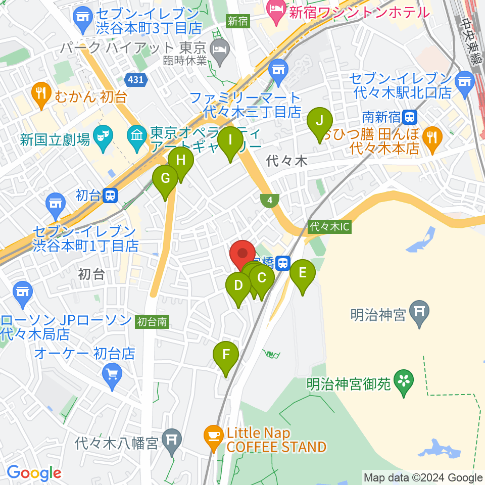 参宮橋トランスミッション周辺のホテル一覧地図