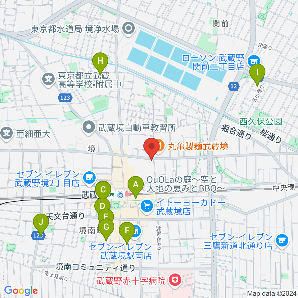 武蔵境スタット周辺のホテル一覧地図