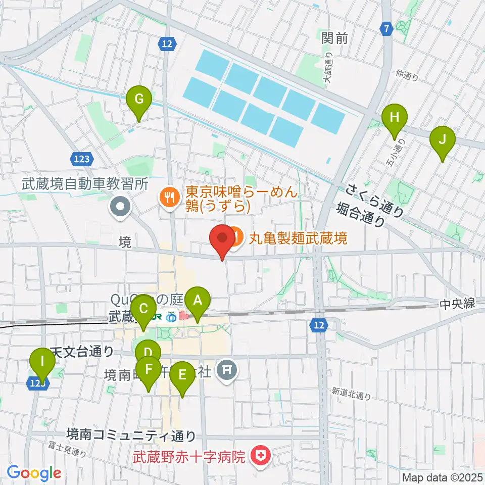 武蔵境スタット周辺のホテル一覧地図