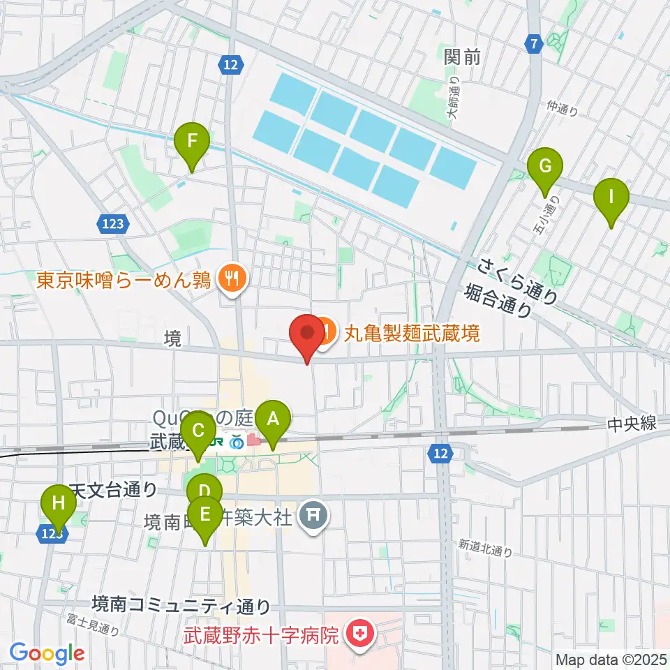 武蔵境スタット周辺のホテル一覧地図