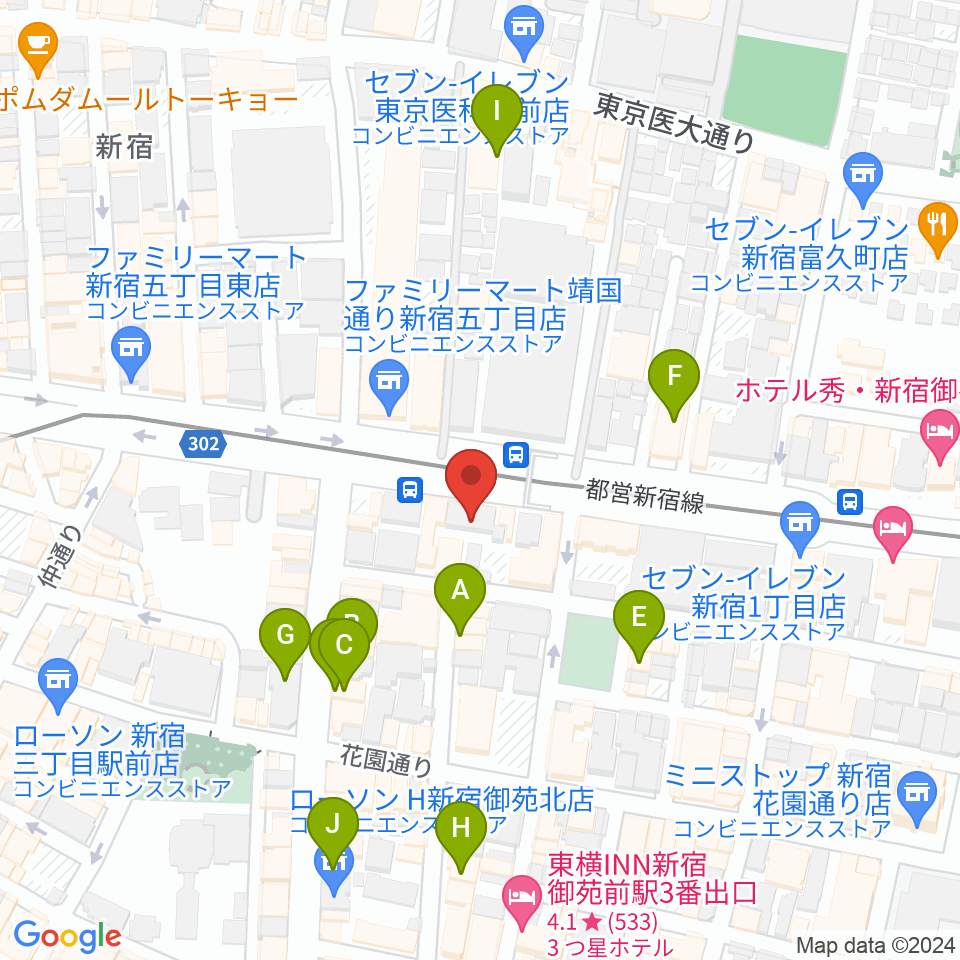 新宿カールモール周辺のホテル一覧地図