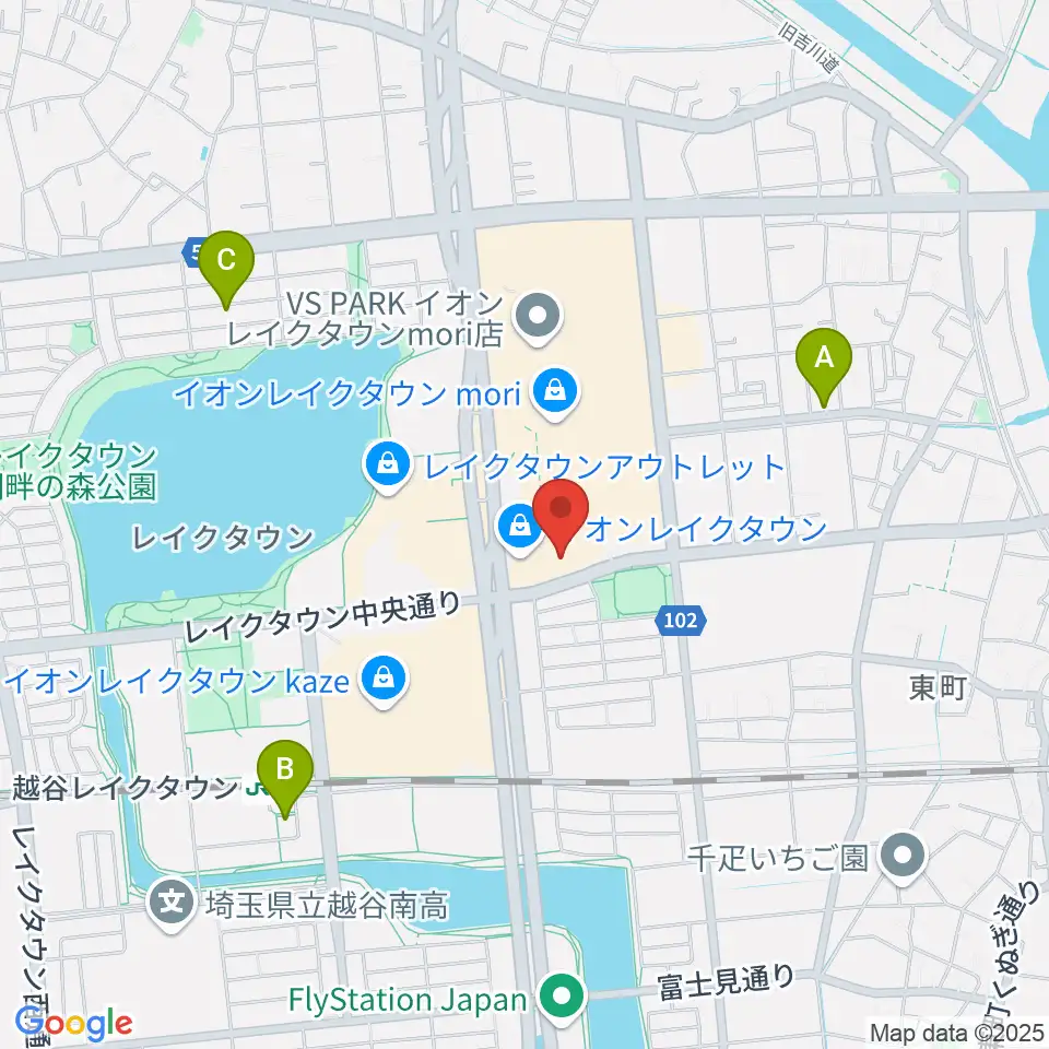 島村楽器 イオンレイクタウン店周辺のホテル一覧地図