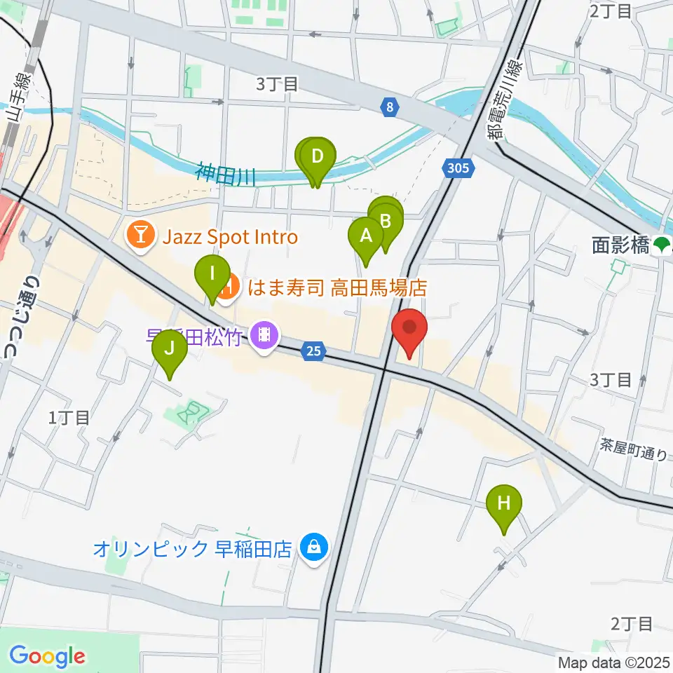 高田馬場JETROBOT周辺のホテル一覧地図