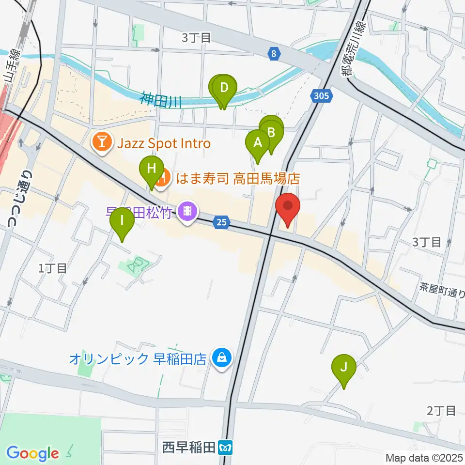 高田馬場JETROBOT周辺のホテル一覧地図