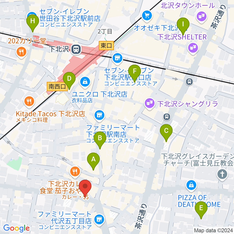 下北沢lete周辺のホテル一覧地図