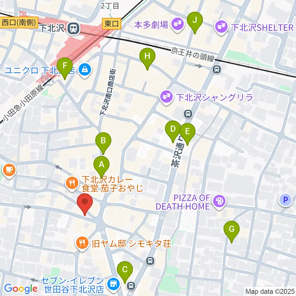 下北沢lete周辺のホテル一覧地図
