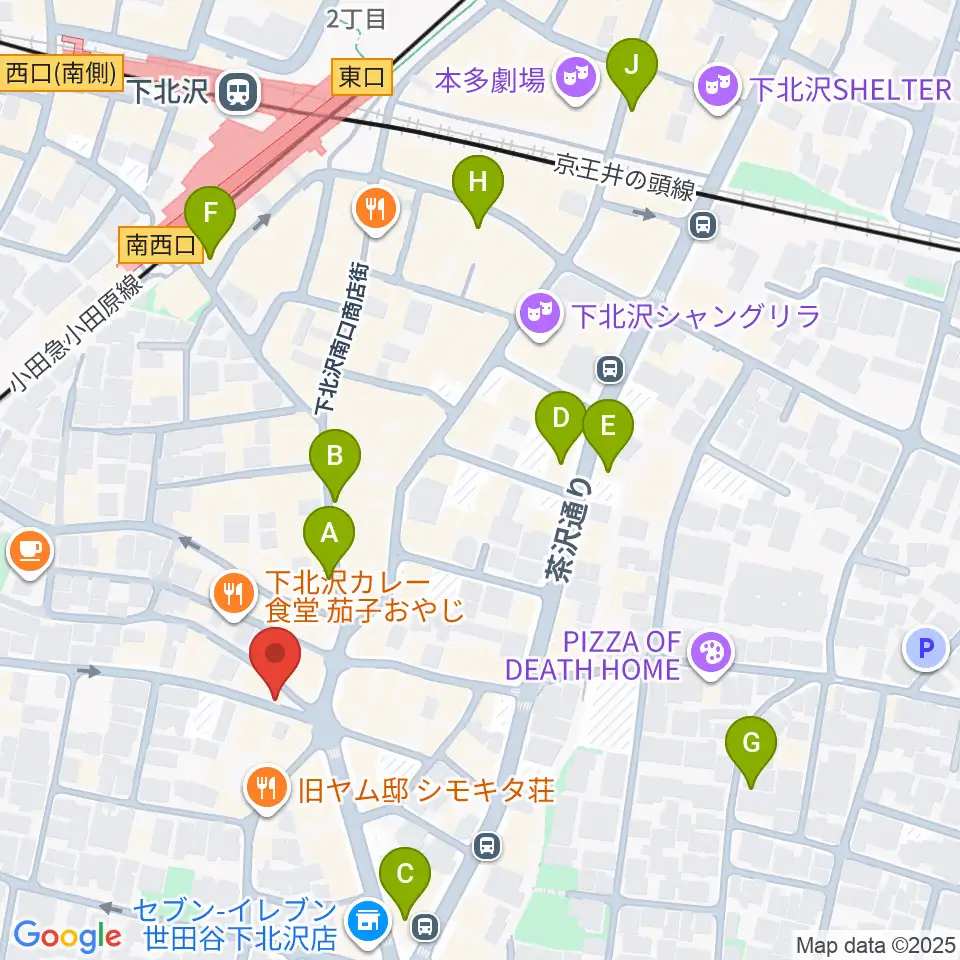 下北沢lete周辺のホテル一覧地図