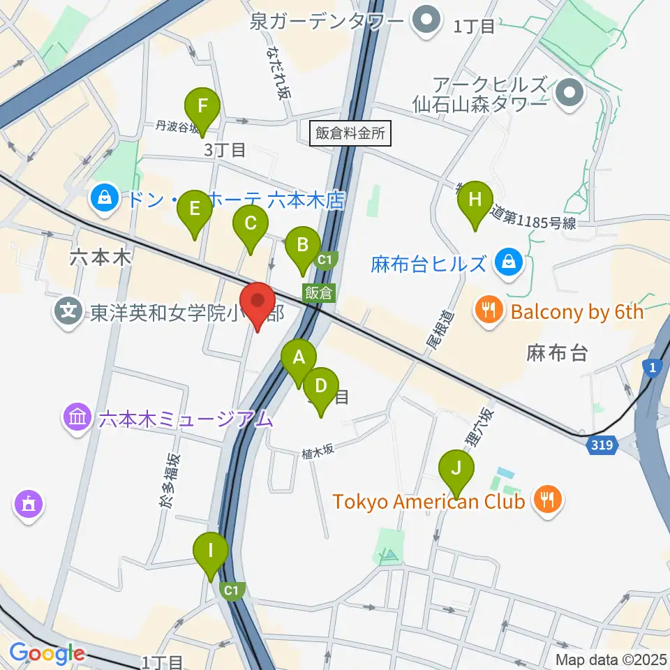 六本木ホオキパスクエア周辺のホテル一覧地図