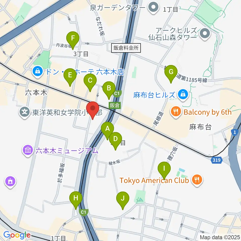 六本木ホオキパスクエア周辺のホテル一覧地図