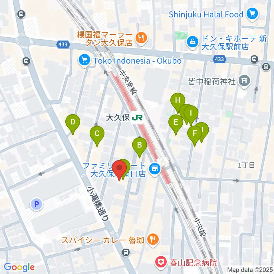 大久保バンプシティー周辺のホテル一覧地図