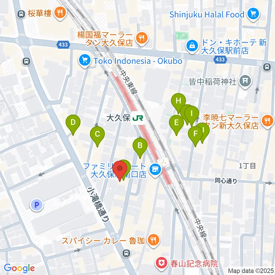 大久保バンプシティー周辺のホテル一覧地図