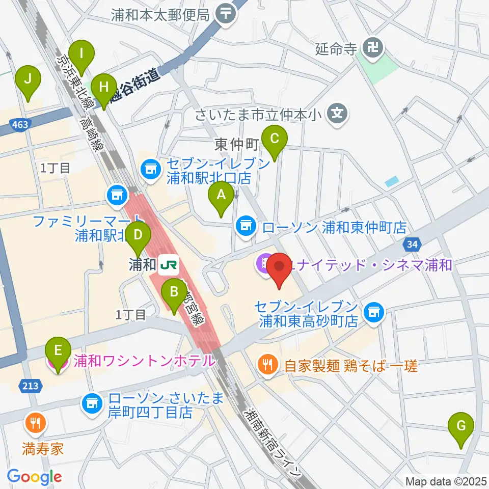 島村楽器 浦和パルコ店周辺のホテル一覧地図