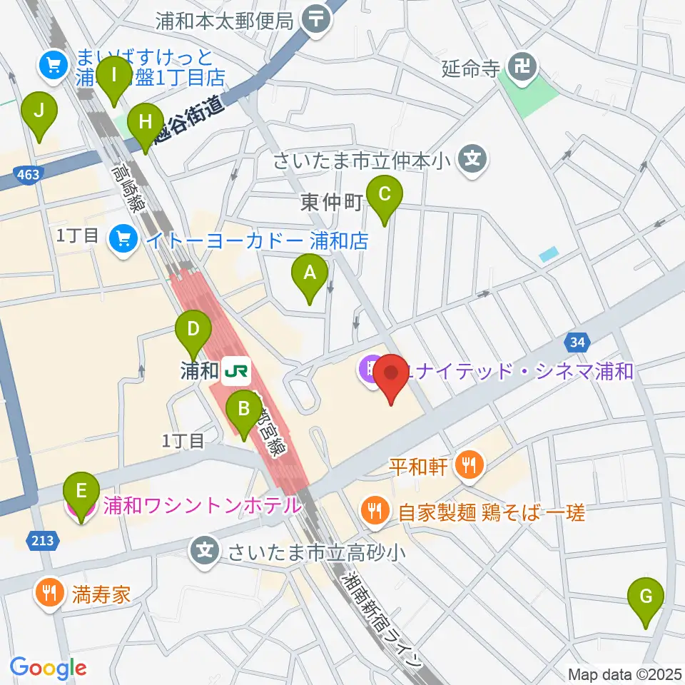 島村楽器 浦和パルコ店周辺のホテル一覧地図