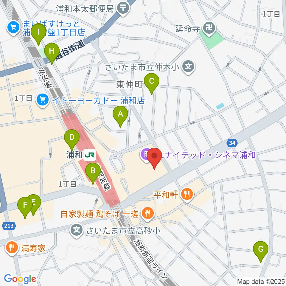 島村楽器 浦和パルコ店周辺のホテル一覧地図
