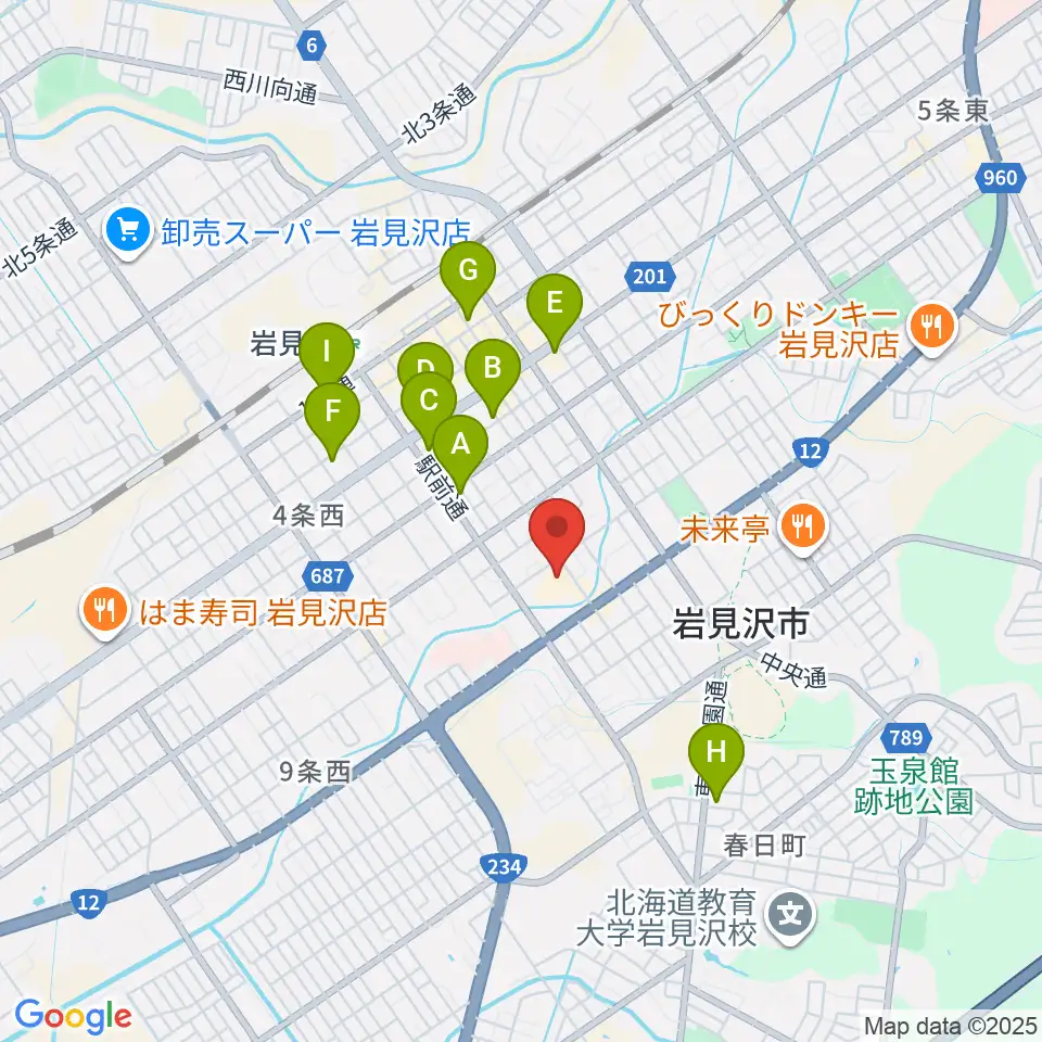 まなみーる 岩見沢市民会館・文化センター周辺のホテル一覧地図