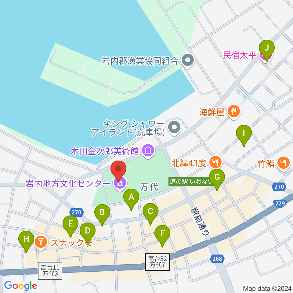 岩内地方文化センター周辺のホテル一覧地図