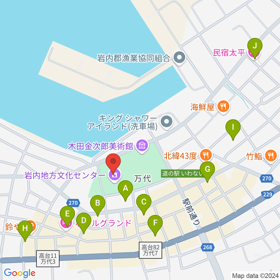 岩内地方文化センター周辺のホテル一覧地図