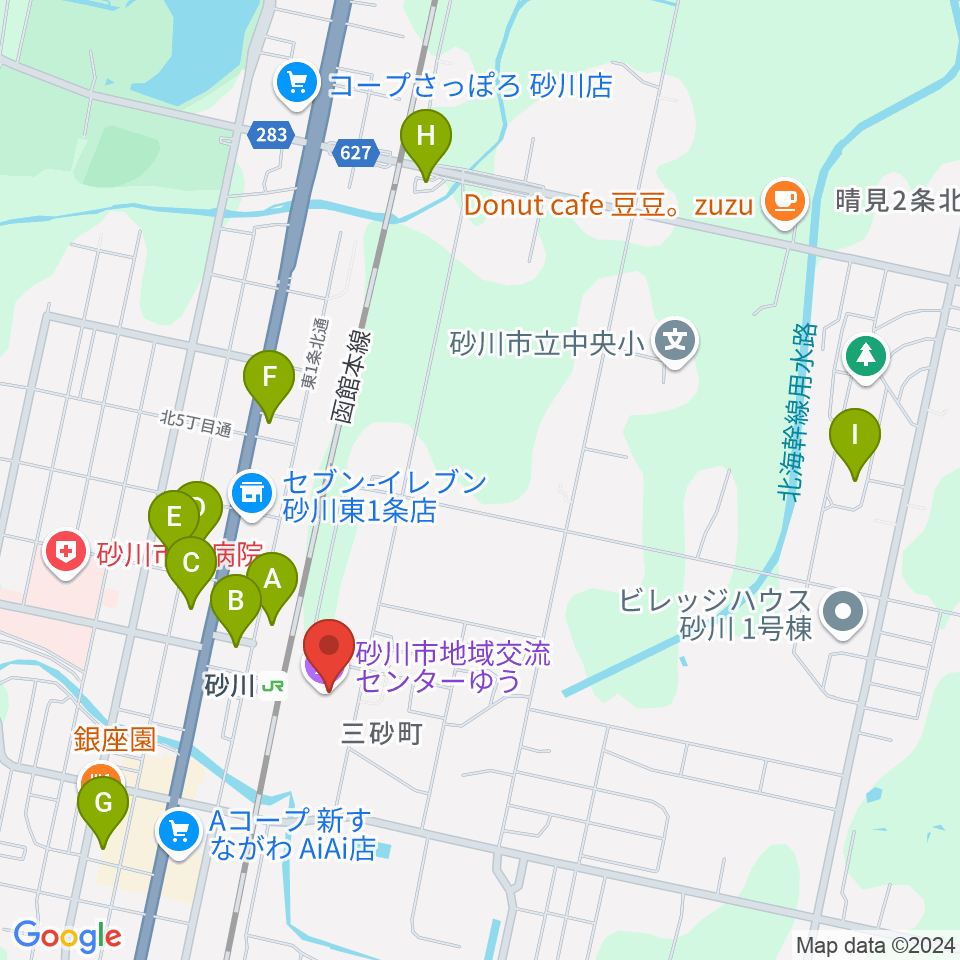 砂川市地域交流センターゆう周辺のホテル一覧地図