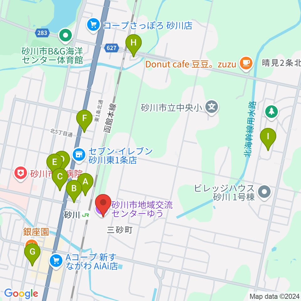 砂川市地域交流センターゆう周辺のホテル一覧地図