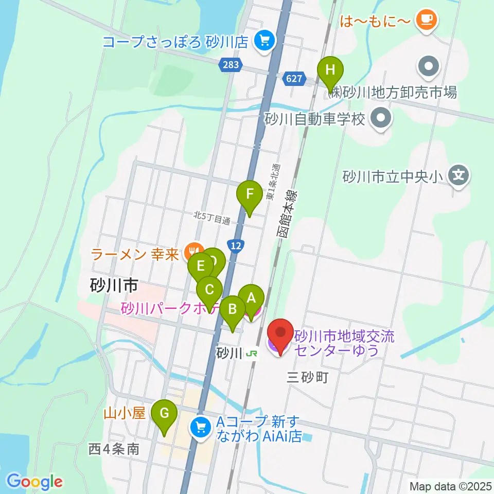 砂川市地域交流センターゆう周辺のホテル一覧地図