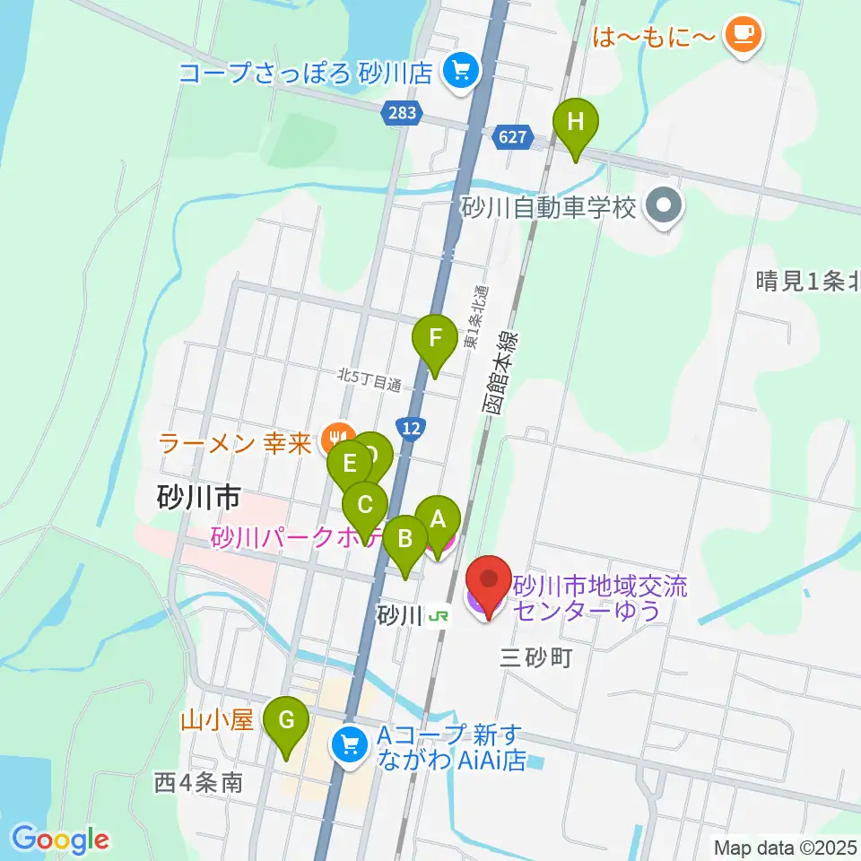 砂川市地域交流センターゆう周辺のホテル一覧地図